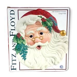 Fitz and Floyd Classic “Old Fashioned Christmas” Santa Canape Plate 2003